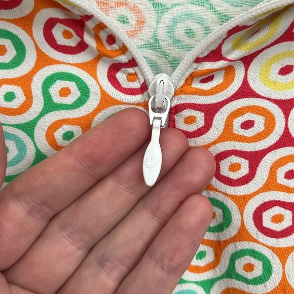 Ibkul Ribbon Candy Ventilated Mesh Quarter Zip Mock Neck Golf Tennis Shirt - L - Picture 5 of 13